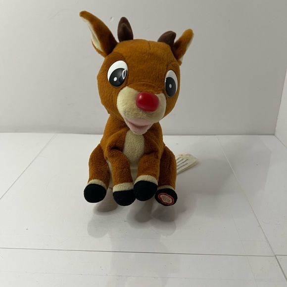 Vintage '90s Gemmy Singing Rudolph The Red Nosed Reindeer Light Up Nose 8" Plush - Picture 14 of 14